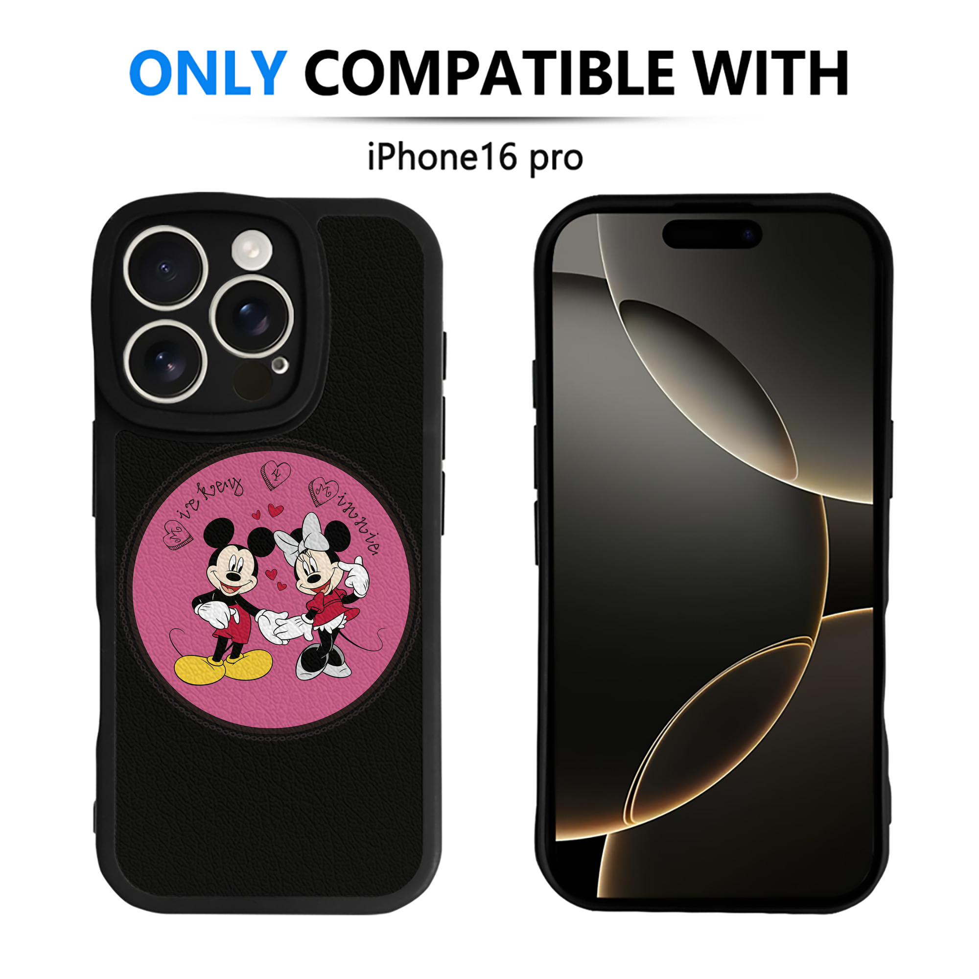 （画像用） ミッキーマウス Mickey Mouse 【iPhone 16シリーズ対応】シリコンスマホケース（レザー調） 材質：シリコン